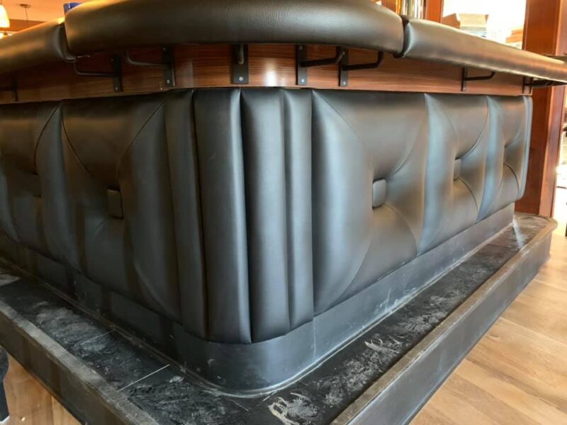 Under bar panels upholstered for Glass Nickel Pizza in Wausau